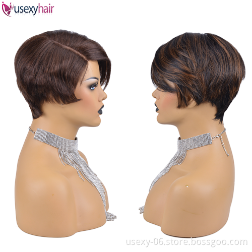 Wholesale Virgin Cuticle Aligned 100% Hair Human Hair Wigs Pixie Cut Short Brazilian Hair pixie wigs